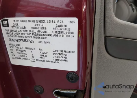 2006 Chevrolet Hhr Lt z USA, uszkodzony, nr VIN 3GNDA23P16S577535